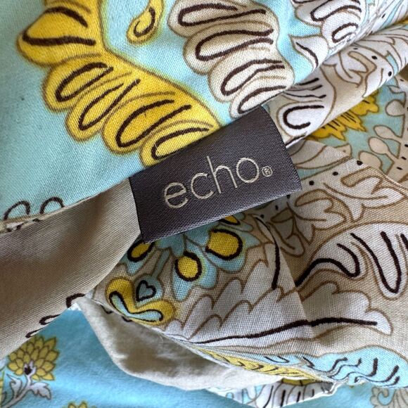 Echo Design Paros 300 Thread Count Cotton 3-piece Duvet Cover Set Teal Yellow - Picture 9 of 9